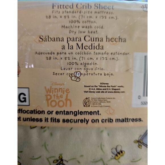 Vintage Disney Winnie the Pooh "Sincerely Pooh" fitted crib sheet Y2K NEW - Picture 4 of 4